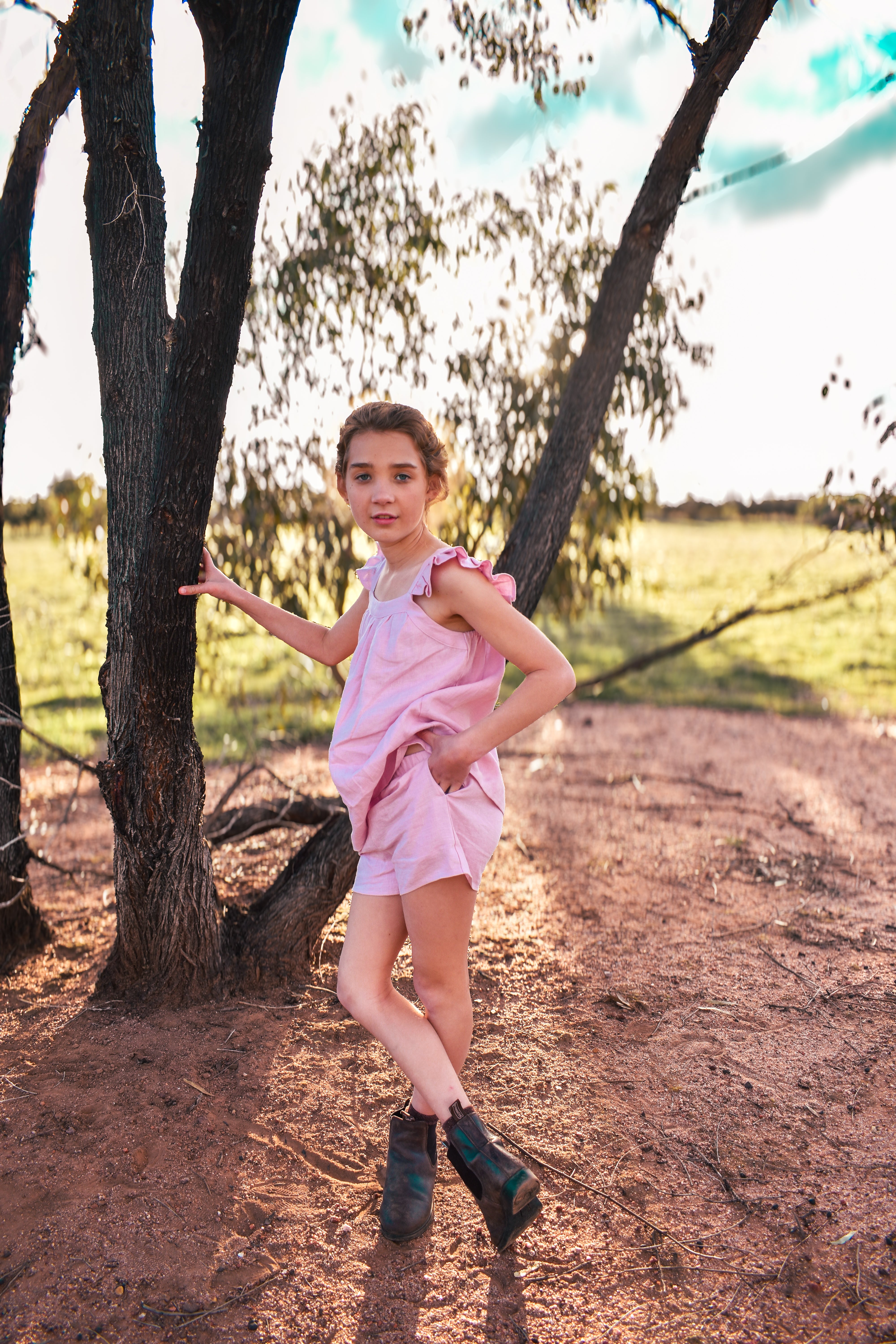 Girls Linen Short Set