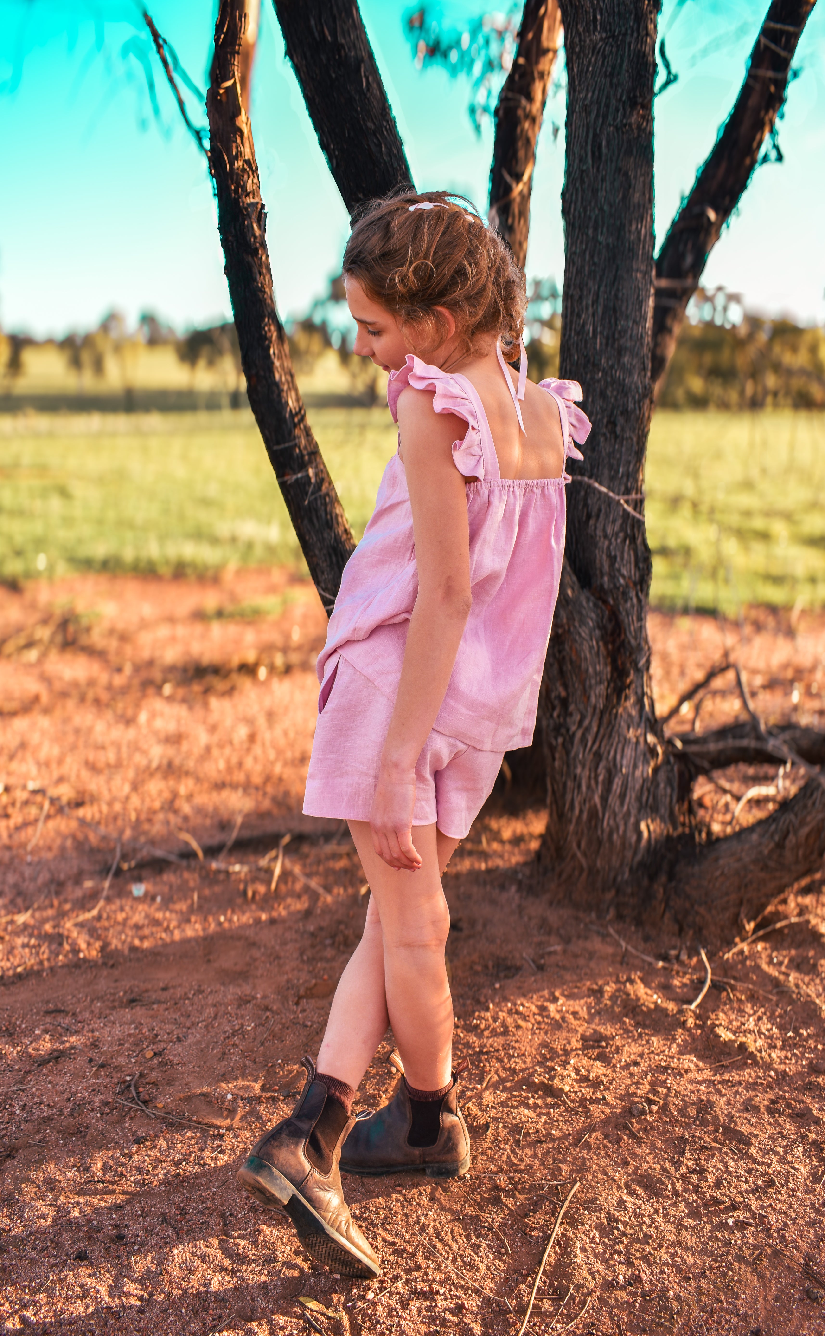 Girls Linen Short Set